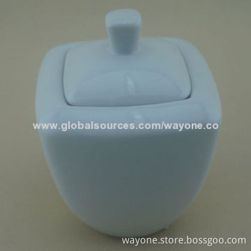 340mL ceramic sugar pot in white color glazed more colors and designs workable food dishwasher-safe